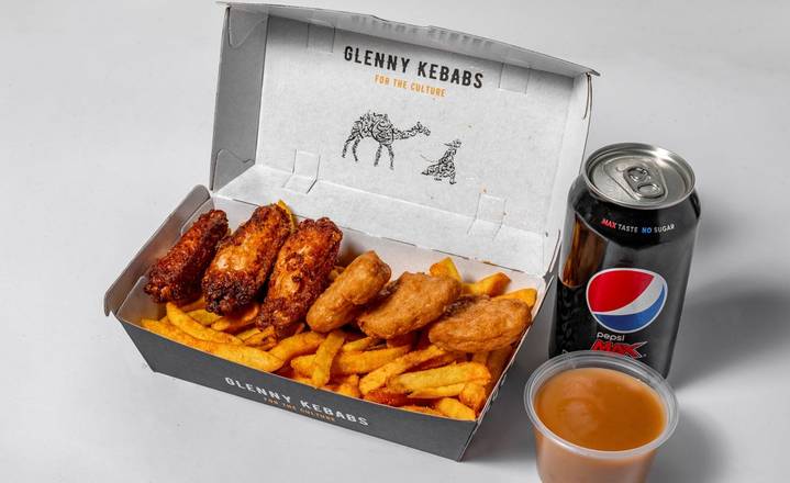 Crispy Glenny Fried Chicken Box served hot and fresh with your meal at Glenny Kebabs