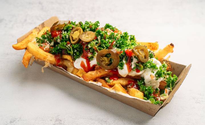 Crispy Loaded Fries served hot and fresh with your meal at Glenny Kebabs
