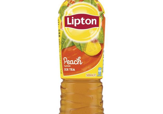A bottle of Lipton Ice Tea, a refreshing iced tea with natural fruit flavors, perfect for quenching your thirst.