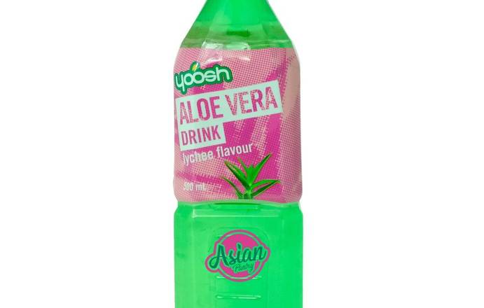 A bottle of Aloe Vera drink, made with natural aloe gel, offering a refreshing taste and packed with vitamins and antioxidants.