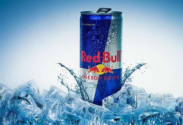 A can of Red Bull energy drink, known for its unique flavor and energizing effects, perfect for boosting focus and energy levels.